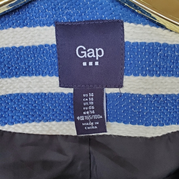 GAP Striped Blazer Jacket Zip Front w/ Pockets Textured  Size 14 - EUC!~ - Picture 9 of 13